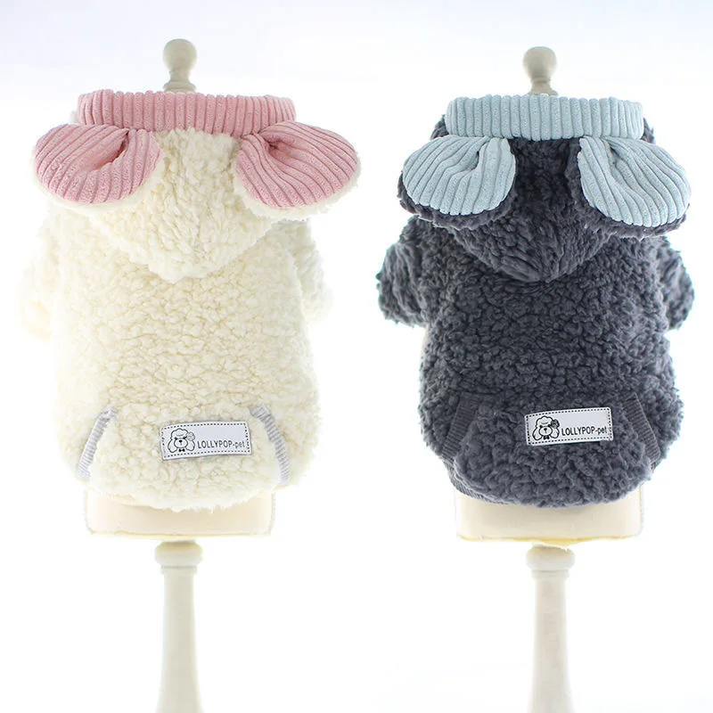 

New Hot Winter Autumn Coat for Dogs Stripe Cartoon Ear Hood Fleece Warm Dog Jacket Puppy Dog Clothes For small dogs Chihuahua