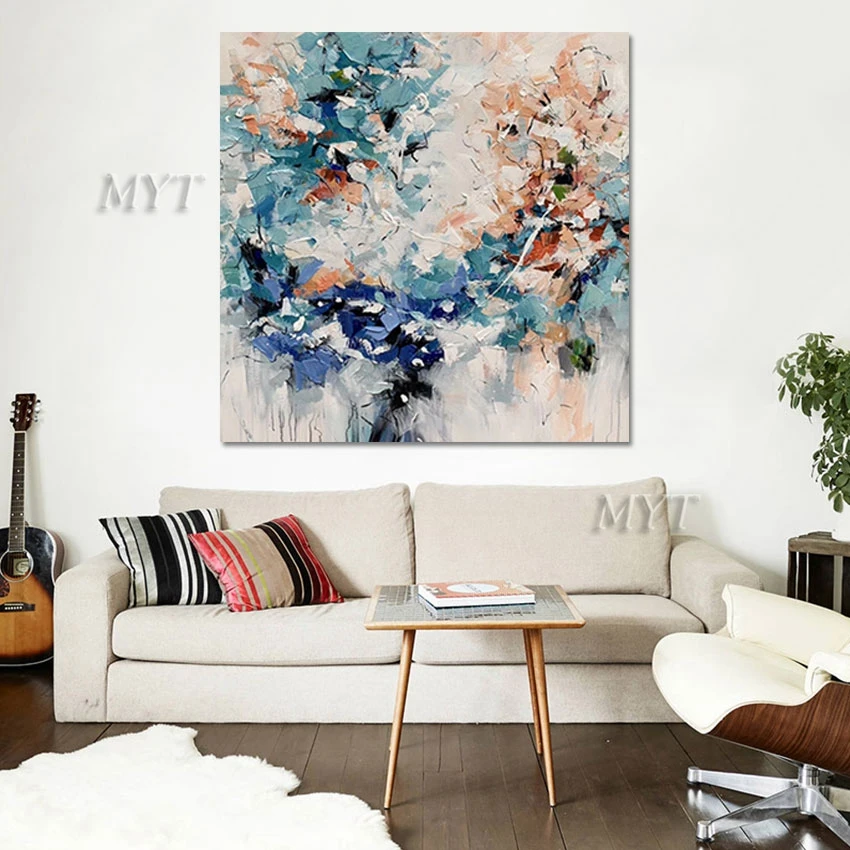 

100% handmade abstract knife flower art thick lacquer leaf oil painting on canvas frameless home decor