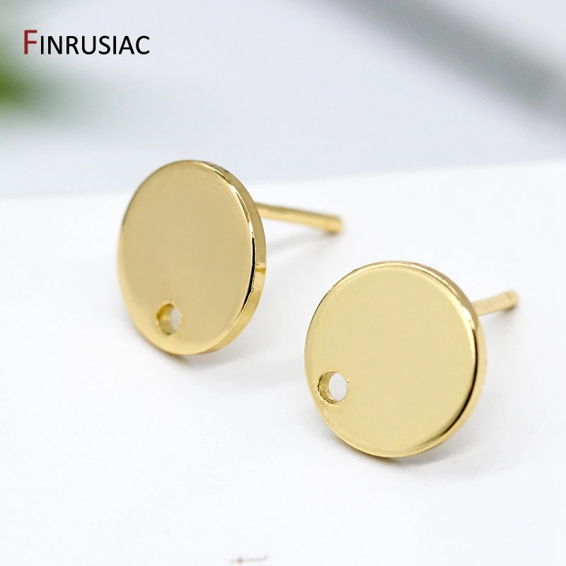 14k gold plated round stud earring findings accessories for diy make earrings jewellery wholesale oorbellen maken | Украшения и