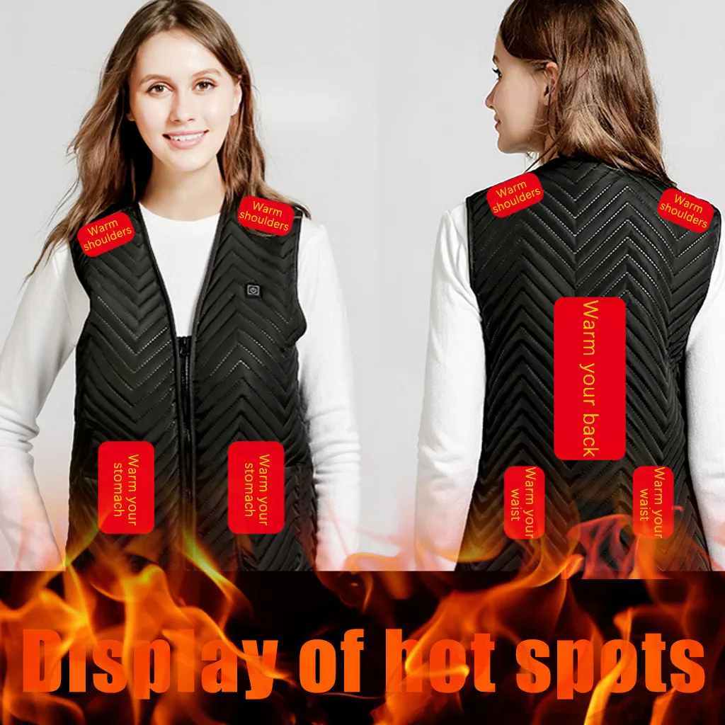 

7 Areas Heated Heating Vest Electrical Sleeveless Jacket USB Women Men Outdoor Warm Charging Via Coat For Riding Skiing Fishing