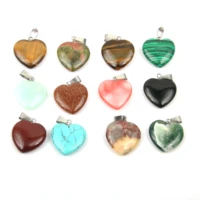 10pcs wholesale natural stone pendant charms heart shape pendant for women diy jewelry necklace accessories making 20x20x6mm