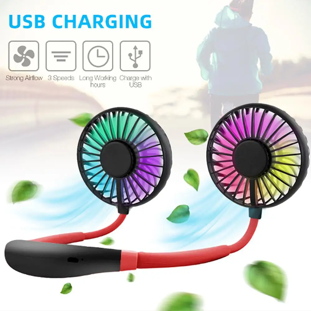 

Small Portable Sports Fan Light Portable 2000 MAre USB Mini Fan Neck Fan Rechargeable Usb Desk Hand Air Conditioner Cooler