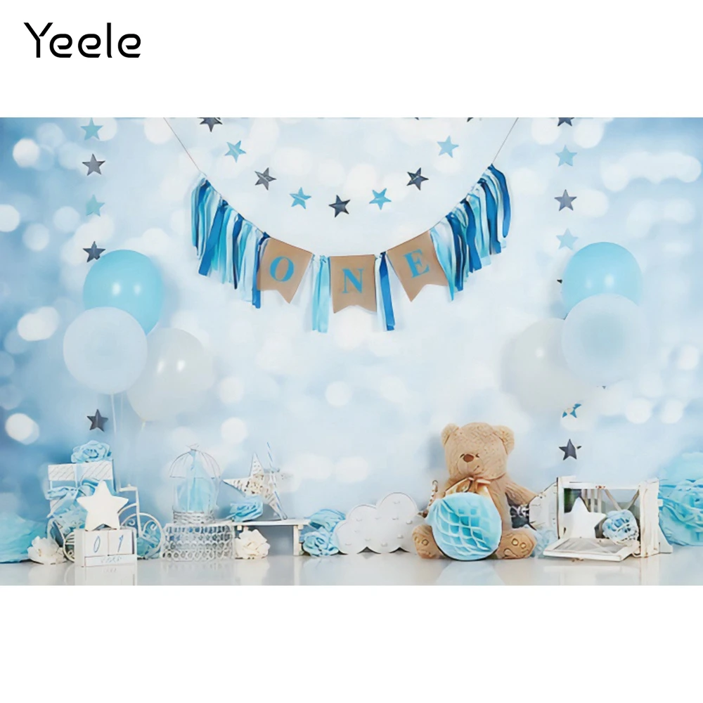 

Yeele 1st на день рождения задний план для фотографии воздушных шаров Новорожденный ребенок фотография фон для фото студии с изображением медведя звезды с декорацией задние планы для фотографирования