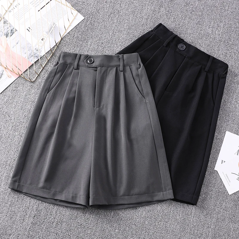 

Black Wide-Legged Plus Size 5Xl Large Fashion Zevity Basic High Waist Summer Women'S Casual Clothing Sports Fitness Shorts 2021
