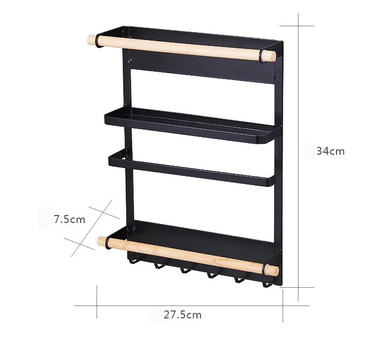 Кухонная Магнитная стойка для холодильника двойное Кованое железное хранилище