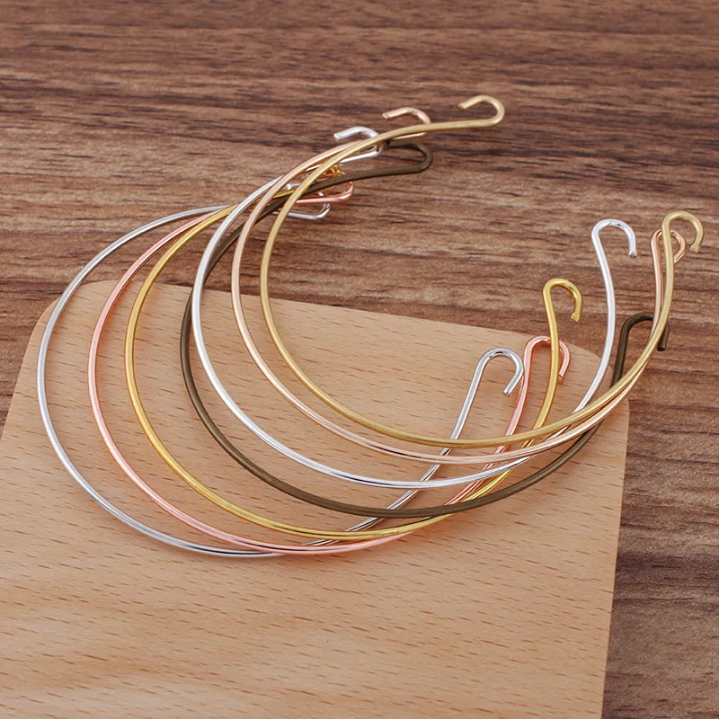 SEA MEW 10 PCS 1.5mm*75mm Metal Copper Bangle Base 7 Colors Plated Bangle Bracelet Setting For Jewelry Making