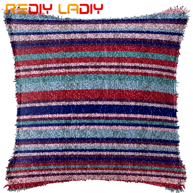 Крюк с защелкой подушки синий и красный цвета в полоску напечатаным холстом