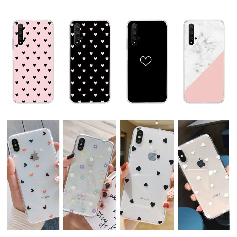 Прозрачный чехол для телефона Huawei P30 Lite p20 pro nova 5t P smart 2019 Honor 10 20 8X Lover Heart | Мобильные