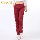 Брюки-карго Женские повседневные, штаны в стиле милитари, джоггеры с карманами, винтажная уличная одежда, штаны в стиле панк, однотонные, большие размеры