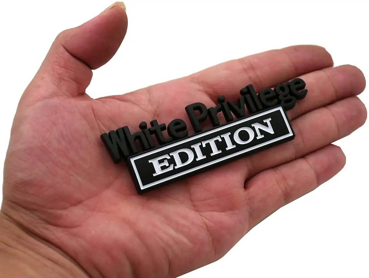 

1x White Privilege Edition Emblem Fender Badge (Black/White)