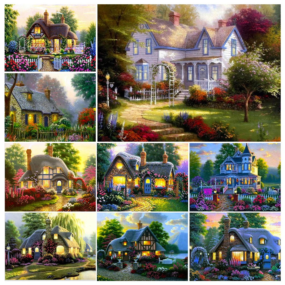 

5D DIY Diamond Painting House Garden Building Landscape Full Drill Embroidery Mosaic Rhinestone Art Picture Home Wall Decor Gift