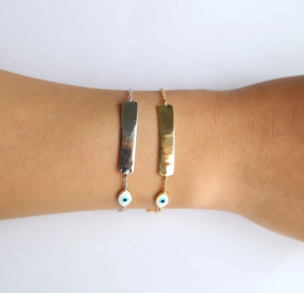 100% Стерлинговое Серебро 925 пробы классический простой дизайн Белая Эмаль сглаза