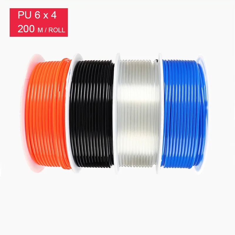 Быстросъемный шланг PU6 * 4 полиуретановый воздушный 200 м/рулон трубка для