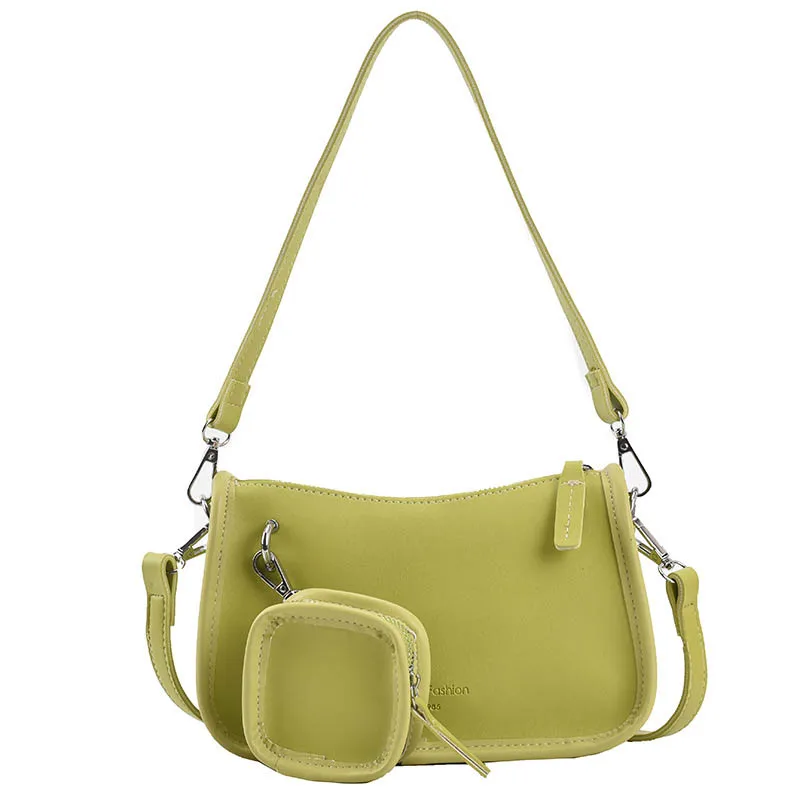 

2021 Summer New Fashion Lady Messenger Bags Casual Retro Solid Color Shoulder Bag High Quality PU Leather Texture Handbags Purse