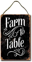metal sign 8x12 inch farm to table black background wall decor hanging sign