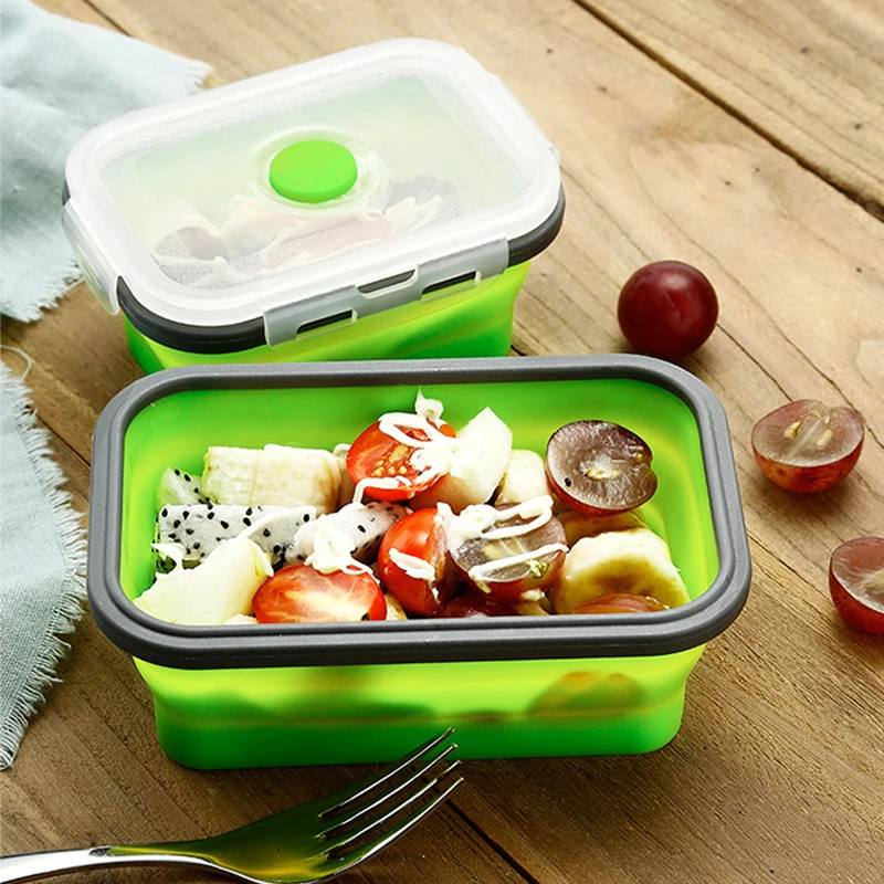 

4 Pcs Silicone Lunch Box Portable Bowl Colorful Folding Food Container Lunchbox 350/500/800/1200ml Eco-Friendly Baby Food Box