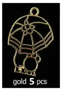 DZ0012-5pcs-GD 5 шт. милый кот металлический каркас зонтика мальчик девочка открытый Bezels ювелирные изделия, подвески, аксессуары DIY УФ Украшения из смолы ручной работы ремесла - Цвет: DZ0012-5pcs-GD