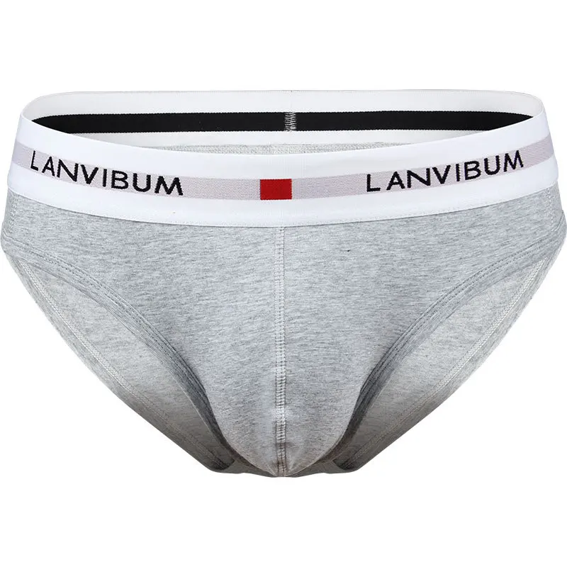 

2019 Brand LANVIBUM Mens Cotton Briefs Classic Underwear Solid Briefs Calzoncillos Hombre Slips Hipster sexy panties