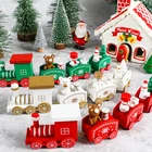 Деревянный поезд, Искусственный Санта-Клаус, Рождественское украшение для дома, Рождественский Декор для стола, рождественские подарки на новый год