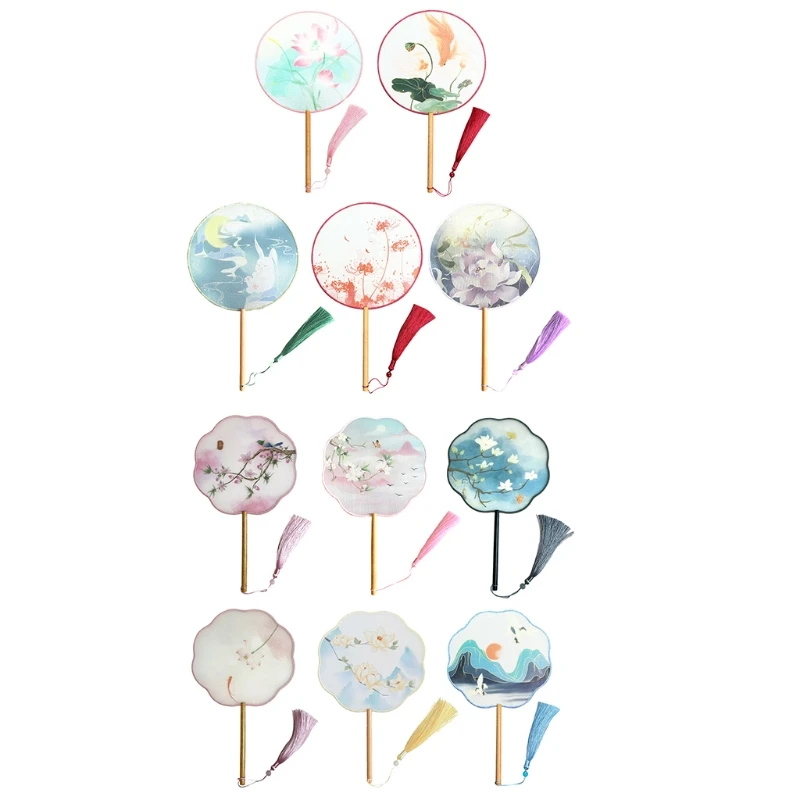 Китайский стиль античный полупрозрачный ручной круглый вентилятор винтажный