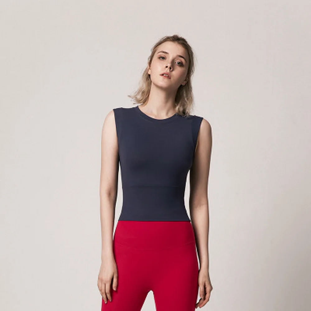 

Summer za tight-fitting women's sports vest women's running quick-drying fitness clothes with chest pads short sleeves zaraing