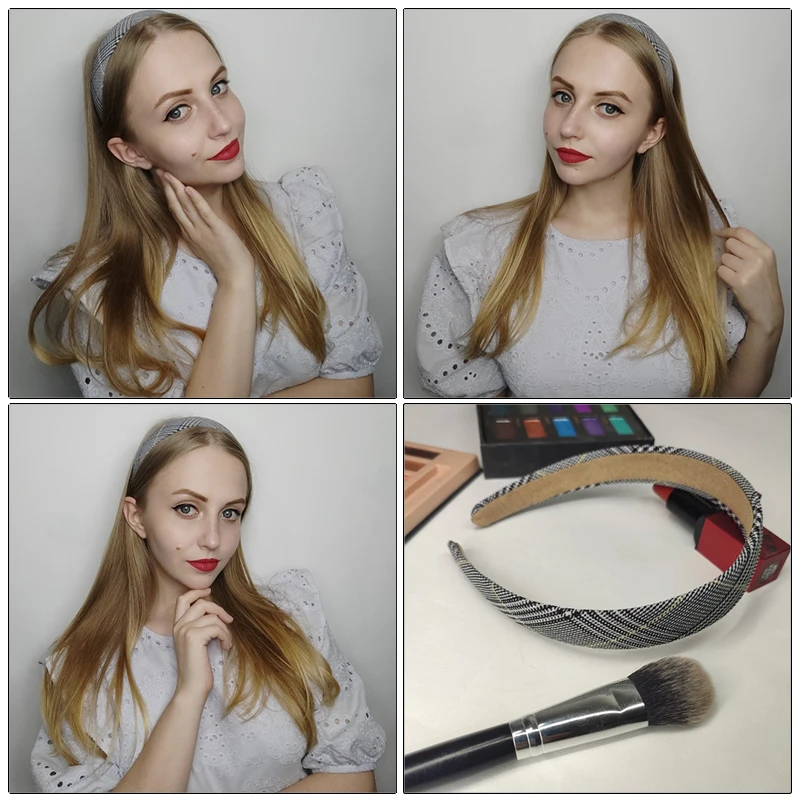 Женский обруч для волос в стиле ретро AWAYTR однотонный элегантный широкий клетку