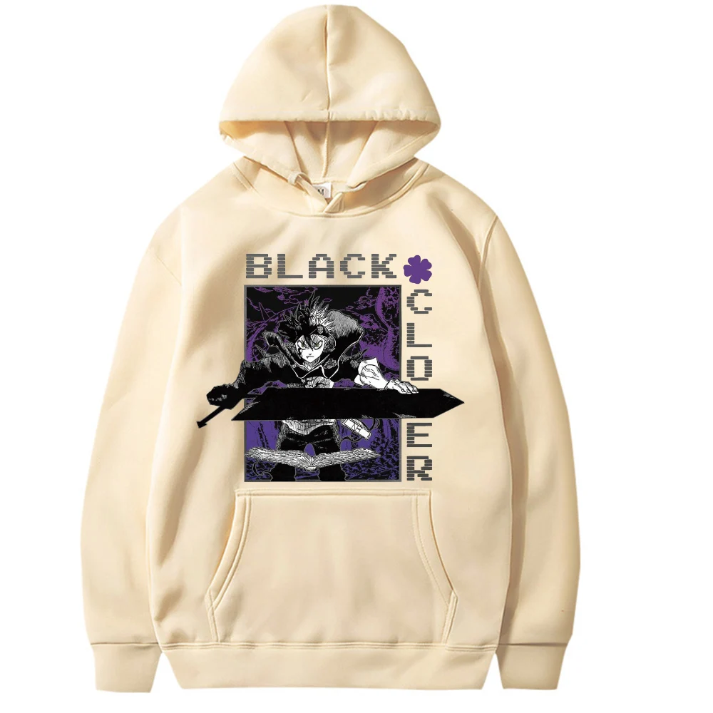 

Толстовка с капюшоном в японском стиле с изображением черного клевера, пуловеры, топы, свободная уличная одежда унисекс