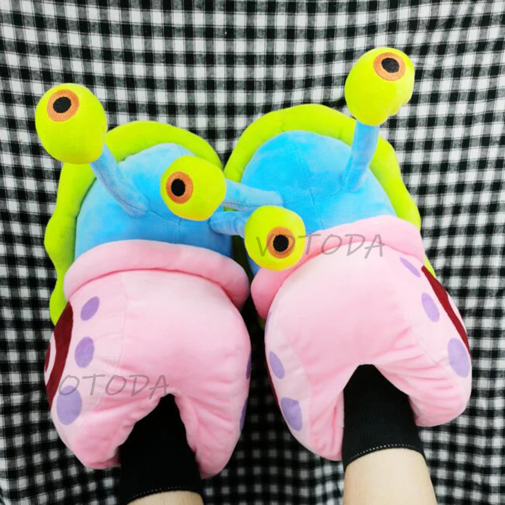 Winter Home Shoes Women Gary Snails Slippers Furry Cute Cartoon Indoor Slipper Warm Plush House Flip Flops Female Funny Slides