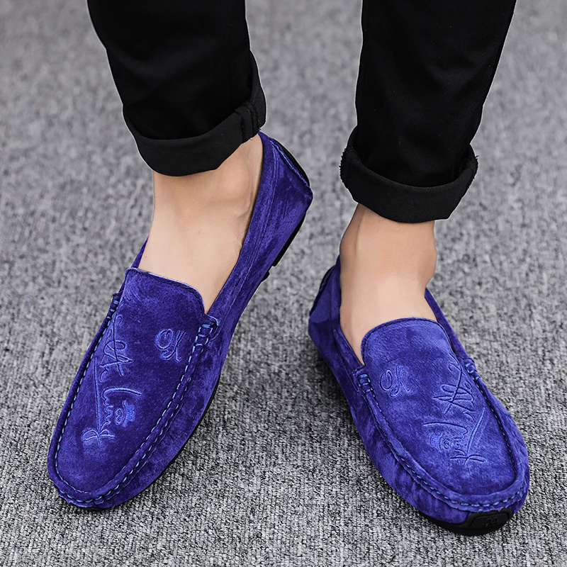 Мужская обувь; Замшевые мужские лоферы; Повседневная обувь; Chaussures; слипоны на плоской подошве; ботинки на низкой платформе; zapatos hombre; синие лоферы
