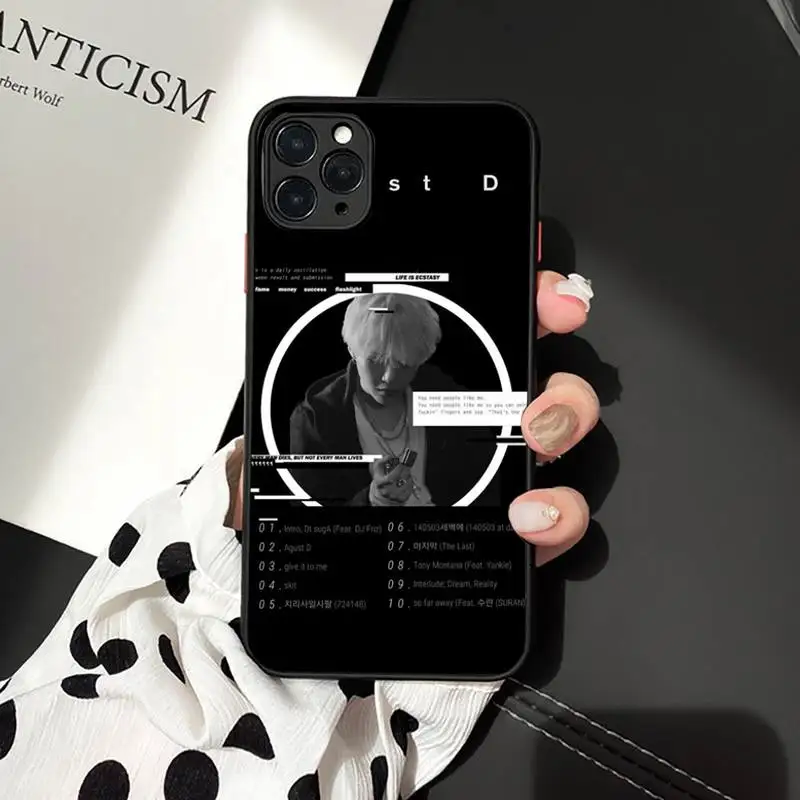 

Agust D Phone Case Matte Transparent for iPhone 7 8 11 12 s mini pro X XS XR MAX Plus cover funda
