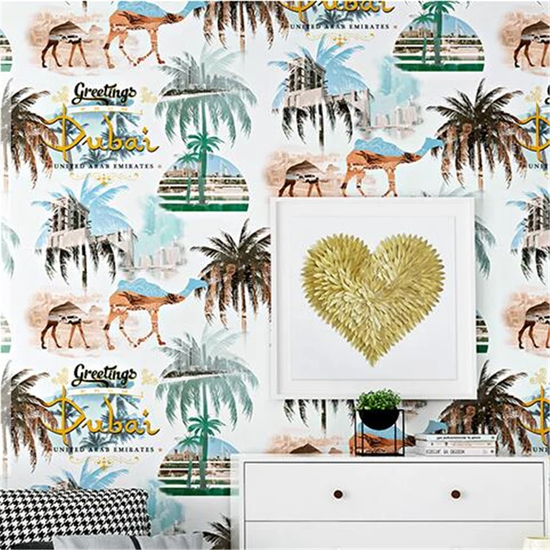 

beibehang Nordic style ins Thai Southeast Asian living room Mediterranean small fresh TV background wall paper Papel de parede