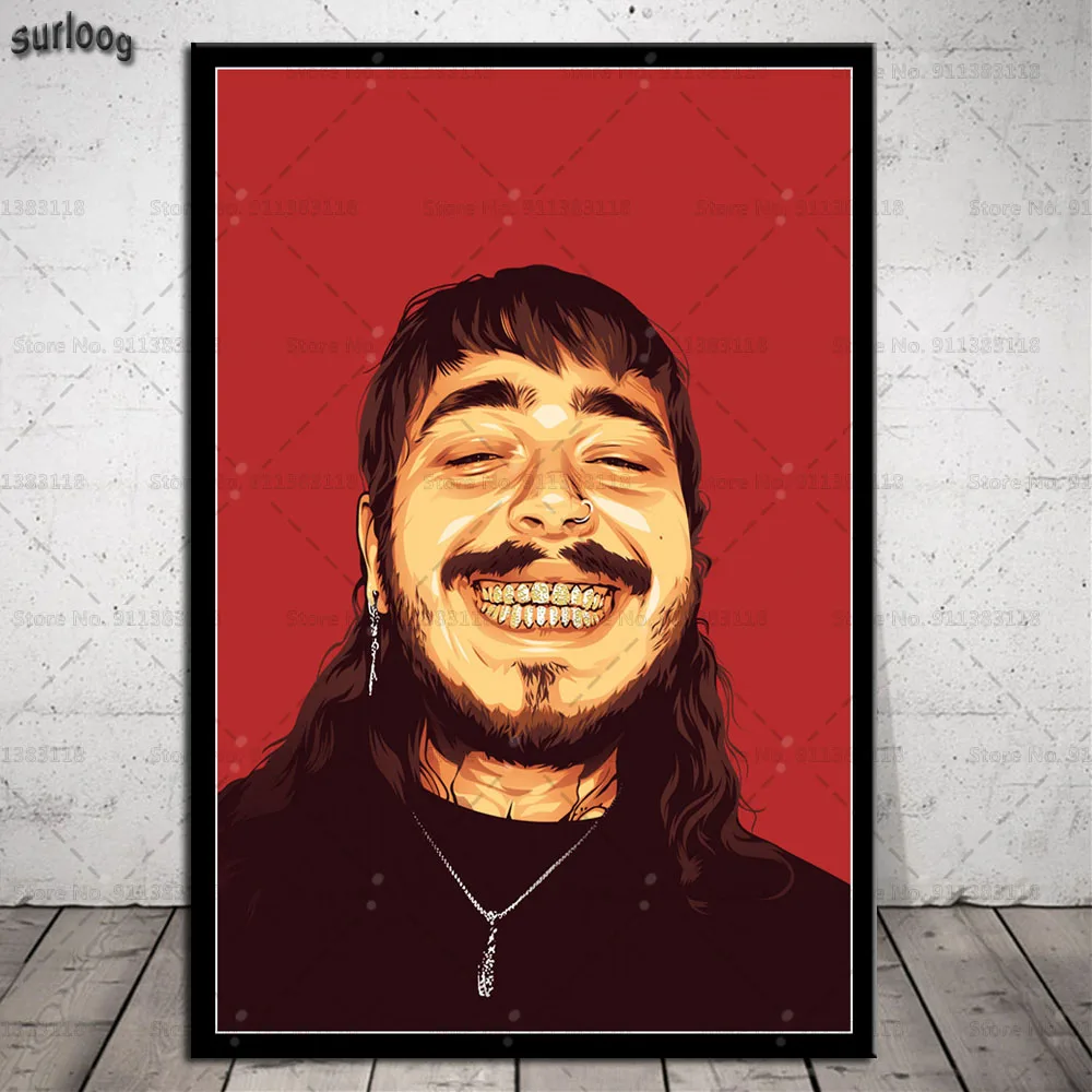 Настенный художественный постер Post Malone Rapper музыка звезда Картина на холсте Ретро