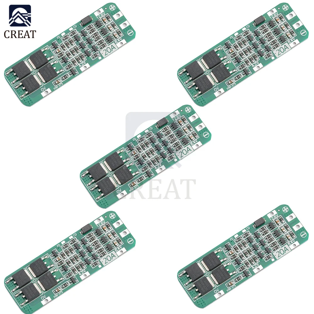 Модуль защитной платы зарядного устройства PCB BMS 18650 V Cell 5 шт. 3 сеточки S 20A