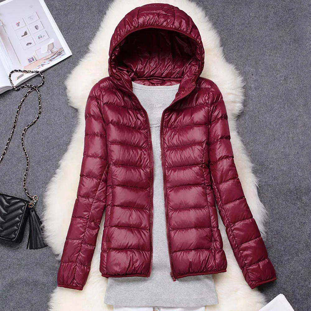 

2019 Autumn Winter Women's Jacket Outerwear Down Warm Coat Ultralight Large Size 3XL Basic Jackets Female Hooded Parka Overcoat