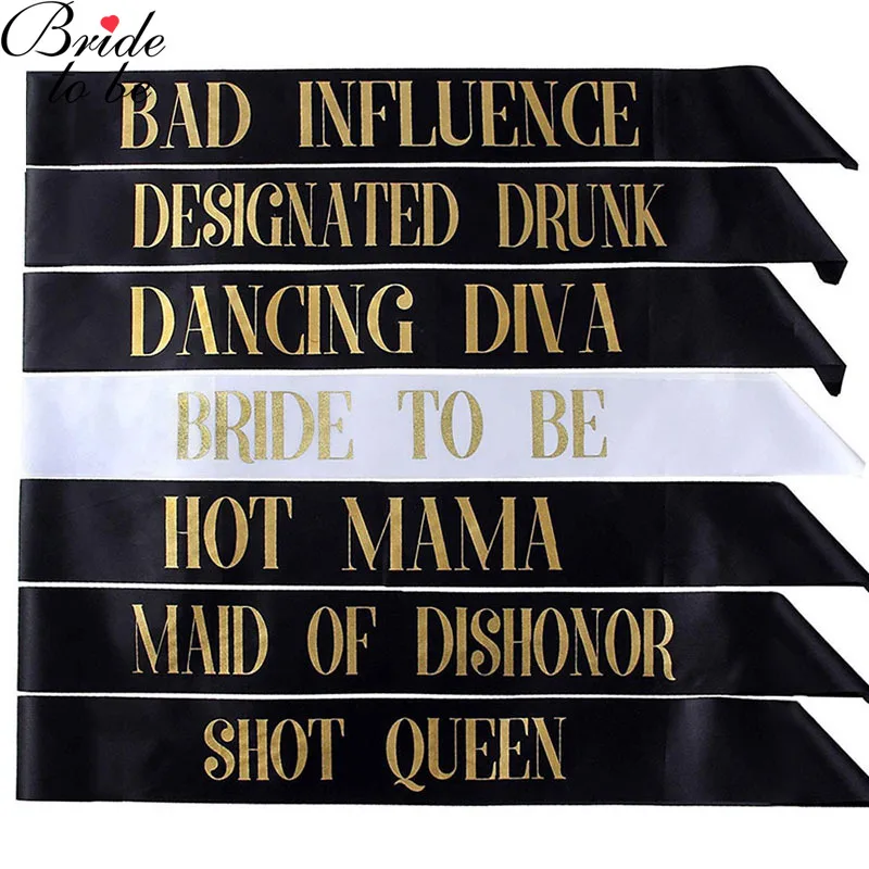

7pcs/Set Bachelorette Sashes Bride to Be Sash Wedding Bridal Bachelorette Party Decorations Supplies Favors Short Queen Hot Mama