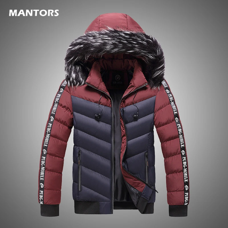 Парка мужская зимняя с меховым воротником Бомбер Повседневная теплая парка