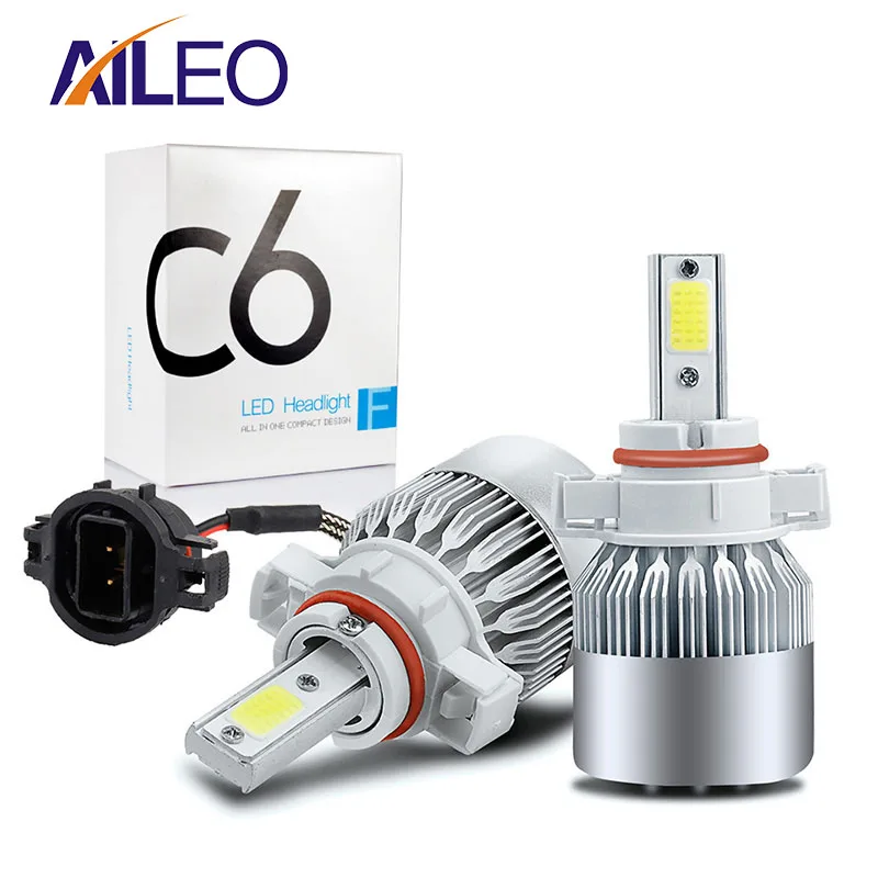 

Светодиодные противотуманные фары AILEO PS24W 5202 h16(eu) 2504 5201 5301 PS19W высокой мощности, 2 шт., Сверхъяркие 50 Вт чипсет COB 5202 K