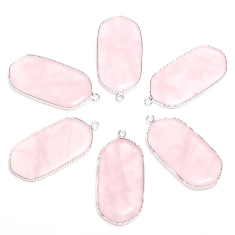 

New Natural Stone Pendant Rectangular Rose quartzs Faceted Pendant Necklace for DIY Jewelry Best Birthday Gift Size 23x43mm