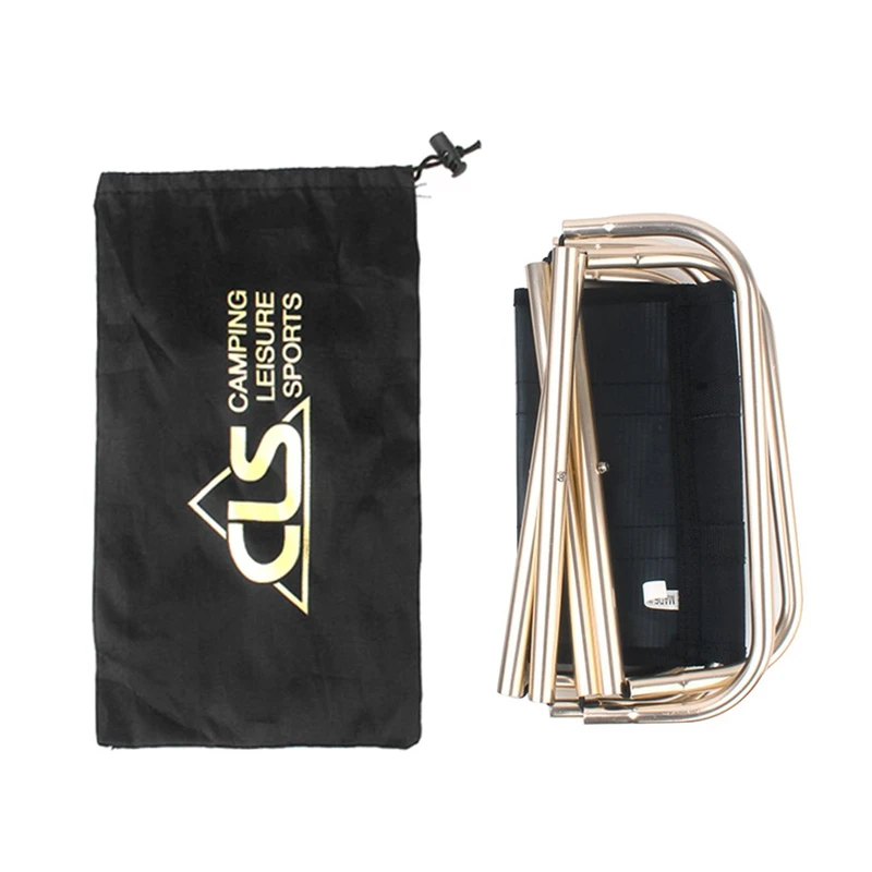 Черный маленький складной стул для кемпинга портативный алюминиевый из ткани