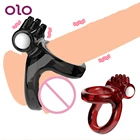 Мужское кольцо для увеличения пениса OLO, мягкое Силиконовое кольцо для увеличения пениса, вибрирующие кольца с задержкой времени для влюбленных пар, сексуальное двойное кольцо, секс-игрушки для мужчин