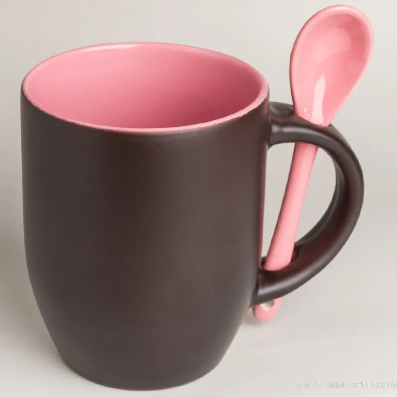 Pink SPSCO 11 унций Внутри цветная кружка для кофе, меняющая цвет, Волшебная чашка, персонализированная кружка для фотографий, Заказная чашка с ложкой - Цвет: Pink