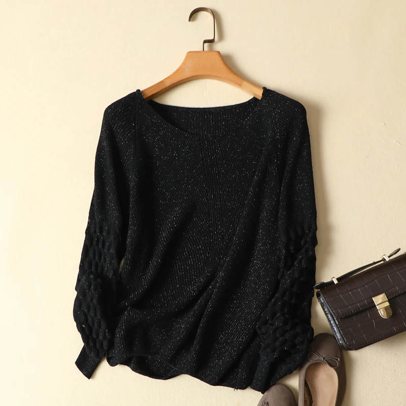 

Solid Knitted Women Sweater And Pullovers 2020 New O-Neck Loose Long-Sleeved Office Lady Elegant Pulls Outwear Tops
