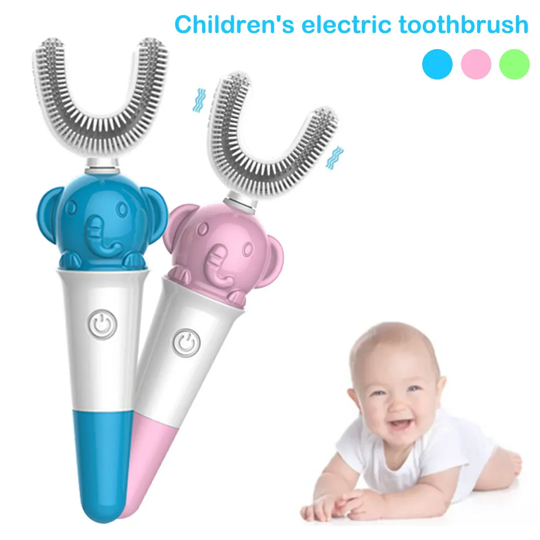 

2021 Electric Toothbrush For Kids Smart 360 Degrees Silicon USB Automatic Ultrasonic Children Teeth Tooth Brush Cartoon Pattern