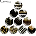 Браслет-амулет, 12 мм, 16 мм, 20 мм, 25 мм, 30 мм, 40 мм, 721, черный, золотой, геометрической формы, Круглый, бижутерия со стеклянными кабошонами, фурнитура 18 мм