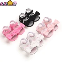 0 18m baby sandals girls summer casual solid stripe bow knot flat with children bowknot princess toddler first walkers shoes