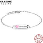 Браслет с именем и гравировкой под заказ, браслеты из стерлингового серебра 925 пробы с розовым сердцем для девочек, детские Персонализированные ювелирные изделия, подарок на память