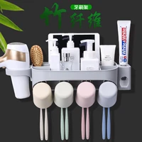 hot style beveled bamboo fiber toothbrush holder bathroom toothbrush toothpaste shelf multifunctional wash and gargle set
