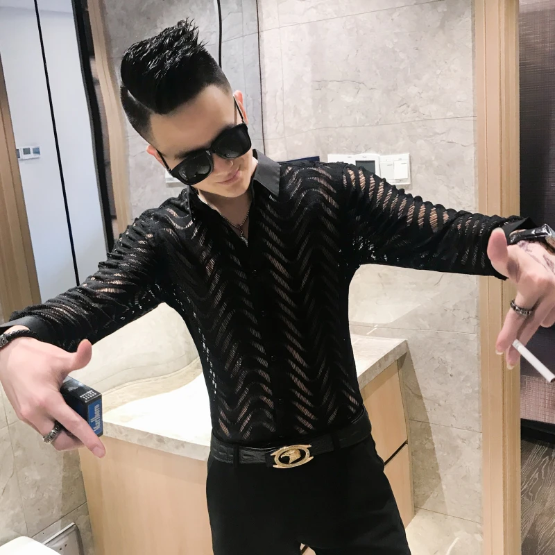 Рубашка Camisa hombre, простроченная полосатая рубашка, прозрачная рубашка для мужчин, Chemise Homme Marque, роскошная летняя рубашка с короткими рукавами