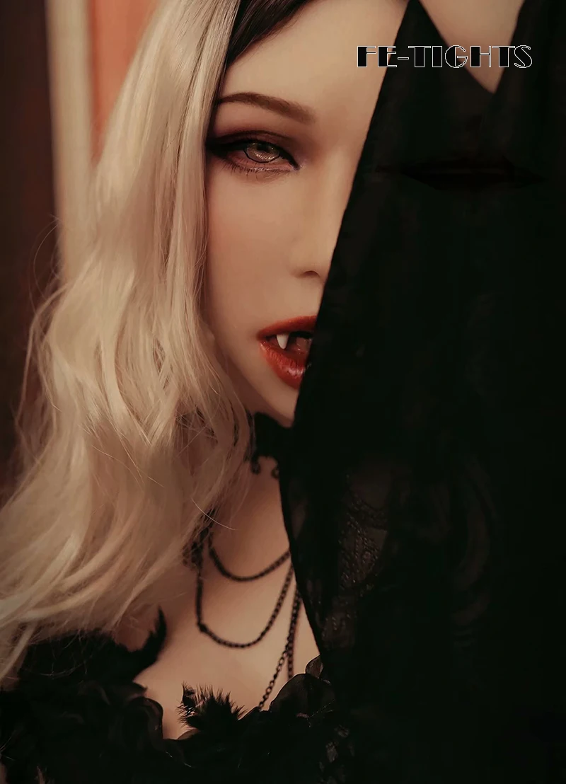 (Vampire Poppy)Crossdress Full Head Realistic Silicone Female Girl Open Mouth Gag Cosplay Transgender Sex Mask Vampire Makeup |