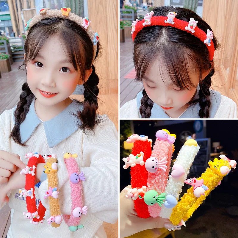 

Осенне-зимняя новая повязка на голову с эффектом повреждения волос для мытья лица корейская детская Милая повязка на голову для маленьких д...